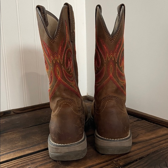Ariat Anthem Boys Brown Leather Western composite toe Work Boots like new! - Picture 3 of 7